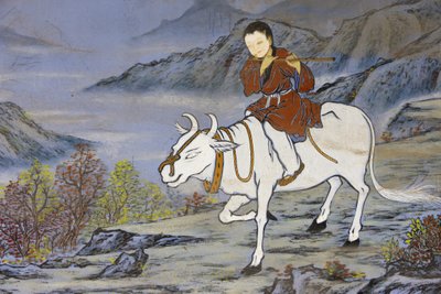 禅宗の十牛図は悟りの段階を表している牛の背中に乗って家に帰る、ソウル、コリー・デュ・スッド 作： Unbekannt