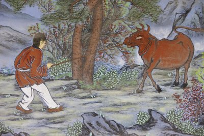 禅宗の10枚の牛飼いの絵は、悟りの段階を表しています。 作： Unbekannt