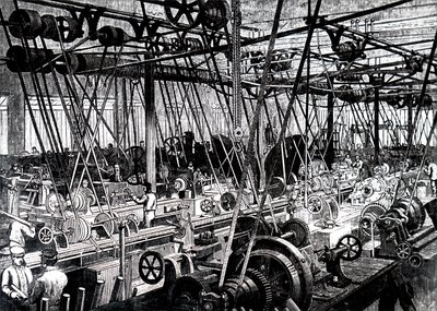Robert Stephenson and Companyの工具・旋盤工場。 作： Unbekannt