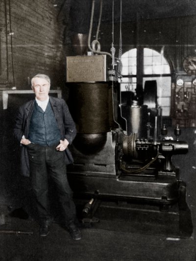トーマスアルバエジソン、アメリカの発明家、1880年代に電灯を生成する最初の発電機 作： Unbekannt