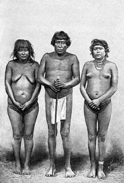 1895年に3人のグアラウニインディアン、ベネズエラ 作： Unbekannt