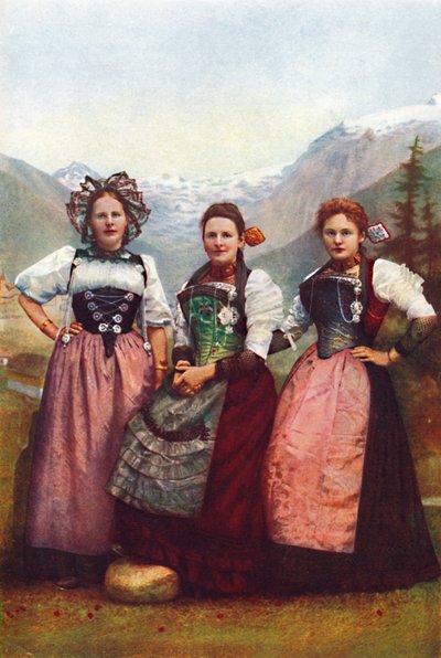 3人のスイスの少女、1912 作： Unbekannt