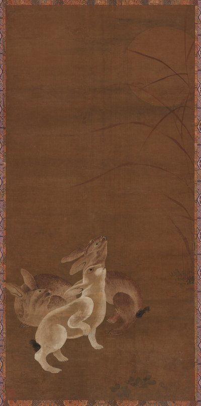 月を見ている 3 匹のうさぎ、1368 年～1644 年。 作： Unbekannt