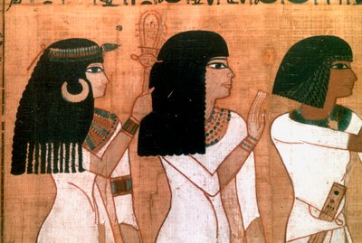 3人の姉妹、古代エジプトの壁画の詳細 作： Unbekannt