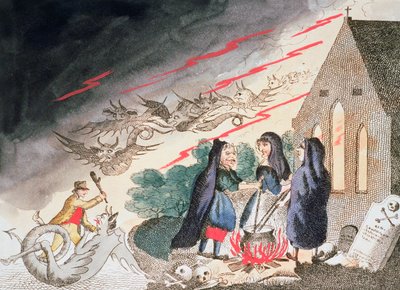 墓地の 3 人の魔女、1790 年代 作： Unbekannt