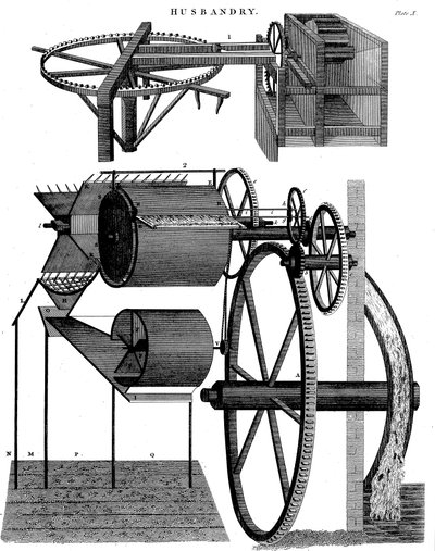 スコットランドの発明家でありミルライトだったアンドリューメイクルの脱穀機、1811年 作： Unbekannt