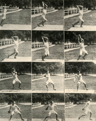 回転せずに円盤投げをする、1908。 作： Unbekannt