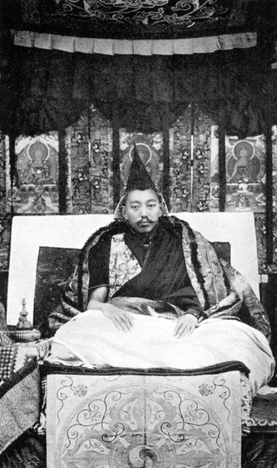 Thubten Gyatso 1876-1933、チベットの13番目のダライラマ、c1910 作： Unbekannt
