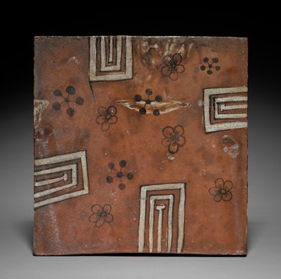 タイル：赤織部焼、夏のお茶のプラットフォーム、c。 1600。 作： Unbekannt