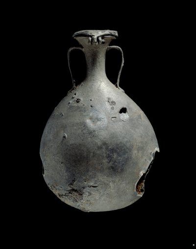 スズ鉛合金の蓋付きフラスコ、第 18 王朝 c1540 BC-c1292 BC 作： Unbekannt