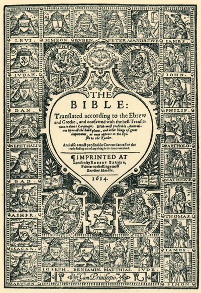 「ジュネーブ聖書のタイトル ページ」、1614 年、1943 年。 作： Unbekannt