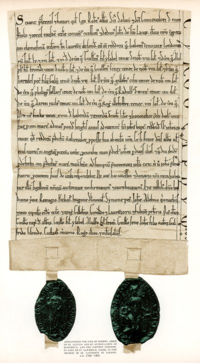 ロンドン市ギルドホール周辺の物件のタイトル証書c1182-1201 1886 作： Unbekannt