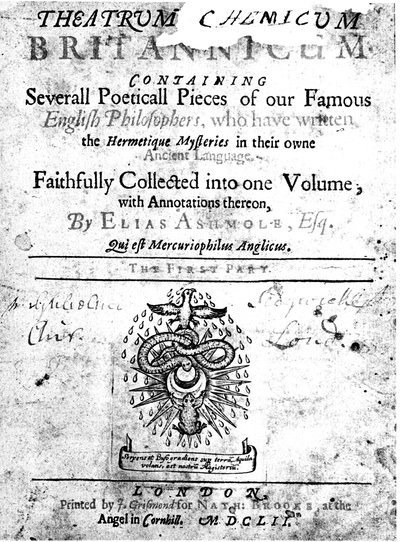 エリアスアシュモレの劇場化学イギリスのタイトルページ、1652 作： Unbekannt