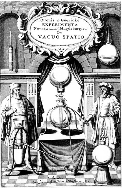 マグデブルギカ、空のスペース、アムステルダム、1672年の実験の新しいタイトルページ 作： Unbekannt