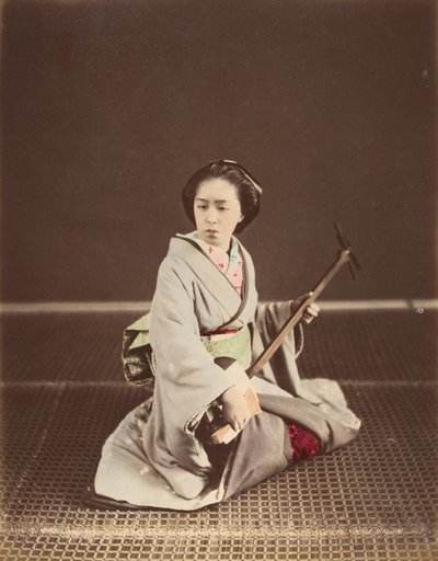 「トキョ 芸者 ウィｔｈ 三味線」、 １８７０ｓ。 作： Unbekannt