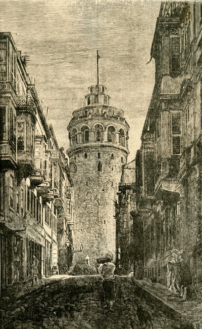 ガラタ塔、コンスタンティノープル、1890年。 作： Unbekannt