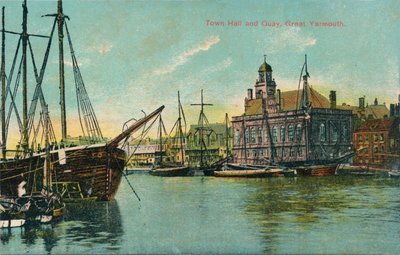 市庁舎と岸壁、グレートヤーマス、ノーフォーク、c1905 作： Unbekannt