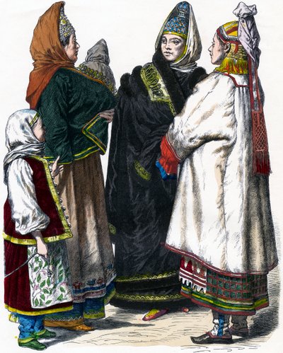ロシアの伝統衣装、c1850 作： Unbekannt