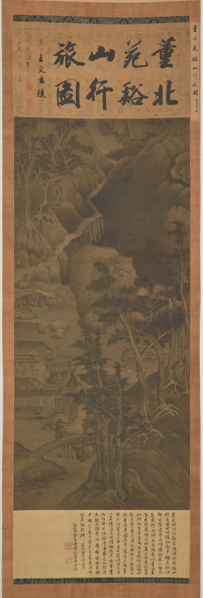 山と小川の間の旅人、明王朝、1368-1644。 作： Unbekannt