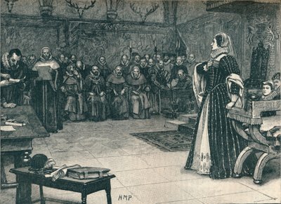 Fotheringhay城でのスコットランドのメアリー女王の裁判、1586年1905年。 作： Unbekannt