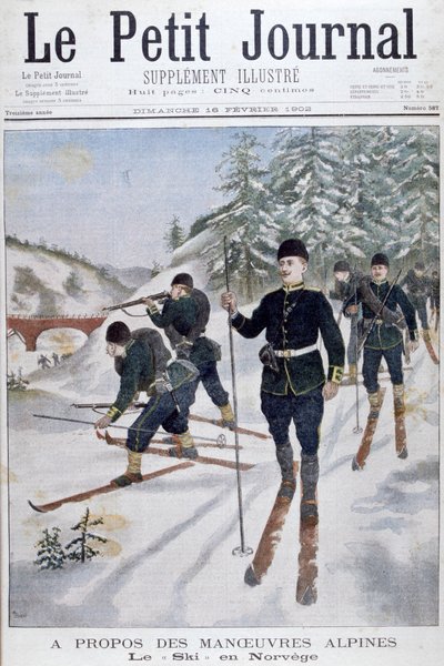 高山のマヌーブ、ノルウェーのスキーの軍隊、1902 作： Unbekannt