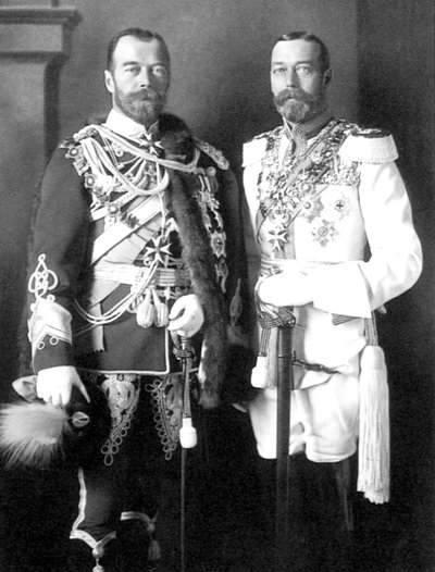 1913年、ロシアの皇帝ニコラス2世とイギリスのジョージ5世 作： Unbekannt