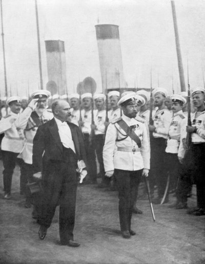 1914年、フランスのレイモンドポアンカレ大統領とニコラス2世皇帝。 作： Unbekannt