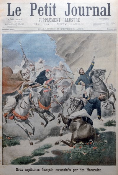 1902年、モロッコのモロッコ人によって攻撃され、殺された2人のフランス陸軍大尉 作： Unbekannt