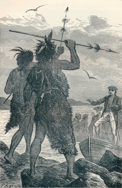 2人の原住民紛争、キャプテンクックス上陸、1904年 作： Unbekannt