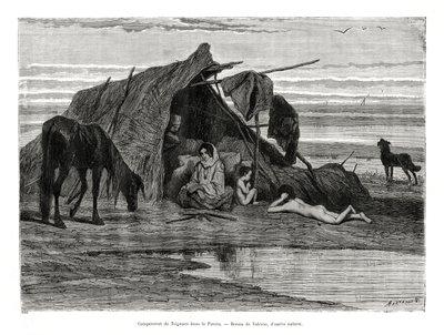 1886年、プスタでキャンプするチガネス 作： Unbekannt