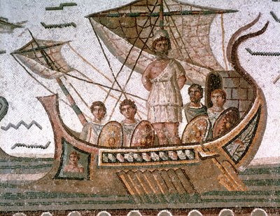 ユリシーズとサイレン、ローマ時代のモザイク、紀元3世紀 作： Unbekannt