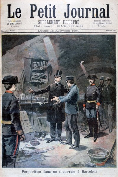 アナキストの地下調査、バルセロナ、1894 作： Unbekannt