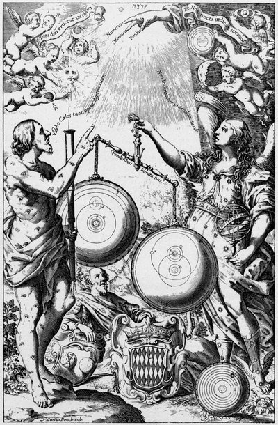 天文学の女神、ウラニア、宇宙のシステムの計量と比較、1651 作： Unbekannt