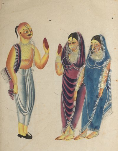 Vaishnava信者と2人の女性、1800年代。 作： Unbekannt