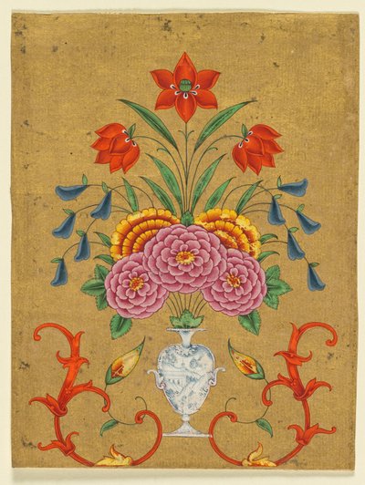 生け花とスクロールワークの花瓶、1750～1800年頃 作： Unbekannt