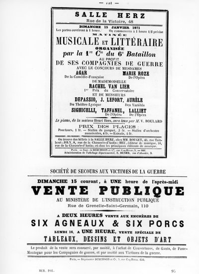 1871年5月のパリのコミューンのフランスの政治ポスターからのヴェンテパブリケ 作： Unbekannt