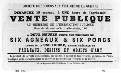 1871年5月のパリのコミューンのフランスの政治ポスターからのヴェンテパブリケ 作： Unbekannt
