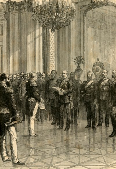1871年のヴェルサイユ：1890年、ドイツ国王ウィリアム皇帝を宣言。 作： Unbekannt