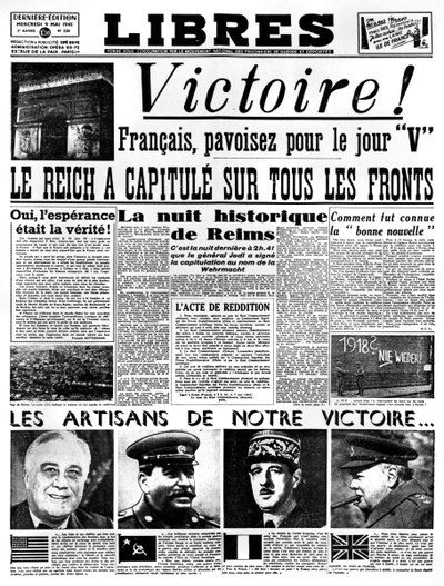 勝利！、Libres新聞の最初のページ、1945年5月9日 作： Unbekannt