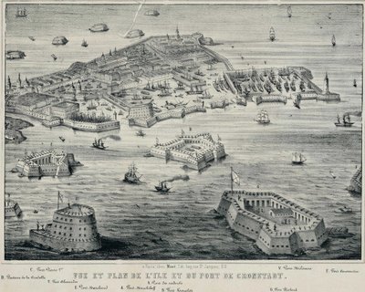 島とクロンシュタットの港の眺めと計画、c。 1850 作： Unbekannt