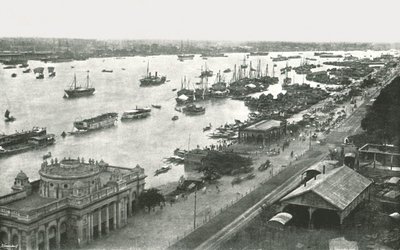 フーグリー橋、カルカッタ、インド、1895年からの眺め。 作： Unbekannt