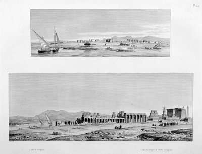 エジプト、ルクソール、およびルクソールのテーベ神殿の眺め、c1808 作： Unbekannt