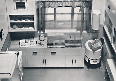 HMV Household Appliancesが設計したキッチンの眺め、1938 作： Unbekannt
