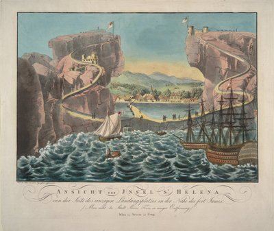 セントヘレナ島のジェームズ砦近くの着陸場所の側からの眺め、1815 作： Unbekannt