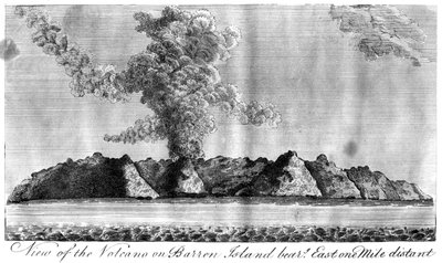 1799年、アンダマン諸島のバレン島の火山の眺め 作： Unbekannt