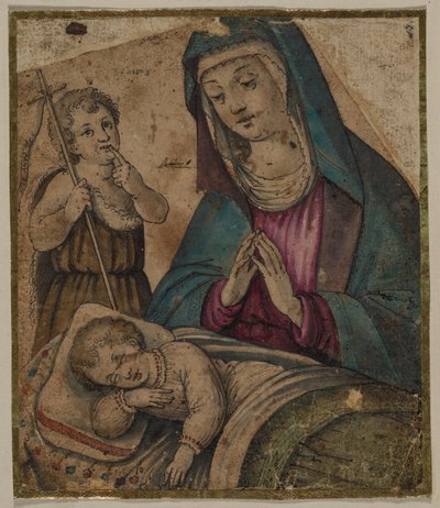 1500年代の聖ヨハネと聖母子。 作： Unbekannt