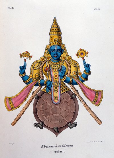 ヒンドゥー教のトリニティトリムルティの神の1つであるヴィシュヌ、1828年 作： Unbekannt