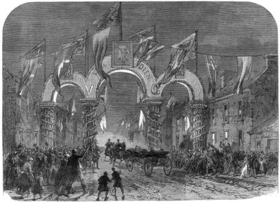 スコットランドのダンロビン城へのウェールズ王子と王女の訪問、1866年 作： Unbekannt