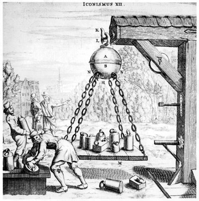 フォンゲリケス、1672年に気圧の威力を実証 作： Unbekannt