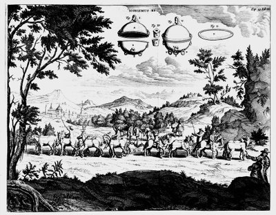 フォンゲリケス、1672年に気圧の強さを実証 作： Unbekannt